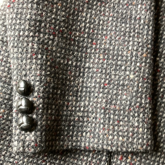 Vtg Pendleton Men’s Gray Multi-Color Fleck Tweed Wool Blazer Jacket Suede Trim - Picture 5 of 15
